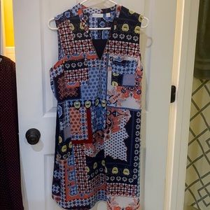 Quilt pattern shift dress w/ pockets